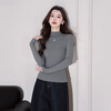 Farewell half turtleneck bottoming shirt for women, new autumn and winter style inner layer, thin slim fit long-sleeved knitted top, black S