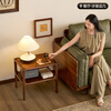 Zhidian North American black walnut sofa side table modern simple small table living room side table solid wood double layer small coffee table square table North American black walnut side table