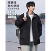 Cotton jacket men's autumn and winter lapel plaid jacket men's trendy Hong Kong style casual workwear top men black M