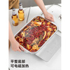 Stainless steel grilled fish plate rectangular household 316 food grade thickened induction cooker grilled fish special plate deep plate 45cm extra large + (tempered glass cover) food grade stainless