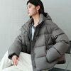 Ai Lai Chen Turin same style women's down jacket 2025 puff short hooded drawstring warm winter coat nightingale gray M