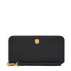 Fossil Women's Zipper Long Wallet Black Leather Simple Large Capacity Black One Size