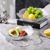 Baijie glass transparent ice pattern fruit plate for home living room light luxury candy nut snacks dried fruit storage tray large size