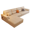 Suizhi government subsidizes 2025 new cream style chaise seat L-shaped leather sofa home living room straight-row leather art sofa wear-resistant cat claw leather sponge cushion 2.4 meters large three-seat + corner chaise seat
