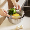 Carole 304 stainless steel drain basket two-piece set home kitchen leaky basin for washing vegetables, fine hole drain basket leaking water, rice filtering, limited time event, 25cm basin + 25cm drain basket, extra large version