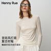 Henny Rue bottoming shirt for women with lyocell print trendy letters autumn long-sleeved top slim fit round neck pullover for women Cloud White M