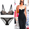Victoria Palace Lace Bra No Wires Showing Breast Size Breast Support Push-up Breast Control Adjustable Bra Low Waist Panties Set Black L