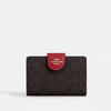 COACH Wallet Women's Card Storage Banknote Storage Change Organizer ID Display Dark Blue Red Buckle Woolen/Thurloe Lotion
