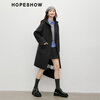 Red sleeve MIU college style woolen coat 2025 winter new women's hooded temperament mid-length double-sided woolen coat dark gray 080 XS