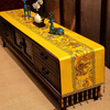 Yiboqiantang New Chinese Zen Coffee Table Tablecloth Chinese Style TV Cabinet Decorative Cover Cloth Rectangular Dining Table Sideboard Dustproof Cloth Nine Heavens Feilong Emperor Yellow High Precision/Waterproof Cabinet Cloth 40*200cm (Applicable table length 1.5-1.6m)
