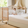Qingqing Prairie Beech Spliced Bed Crib Solid Wood Children's Bed Widened Children's Bedside Bed Heightened Guardrail Can Lift Tail Lift Bed + 5cm Coconut Palm Mat 200*60cm All Beech