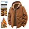 Jeanswest jacket men's autumn and winter trendy sherpa hooded fleece warm and cold-proof soft and comfortable jacket men's clothing