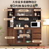 Qiuqi solid wood sideboard integrated wall-mounted antique style living room wine cabinet tea cabinet multi-functional kitchen storage cabinet solid wood ecological board walnut color glass door 180cm