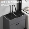 Wen Yijia kitchen sink integrated cabinet household vegetable sink large single tank with cabinet vegetable basin integrated cabinet simple dishwashing sink cabinet installation-free, no fear of blisters single basin model