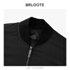 Brloote Shopping Mall Same Style Men's Cotton Jacket Lightweight, Wear-Resistant and Easy to Care Retro Sports Baseball Collar Cotton Jacket for Men Black L (175/96A)
