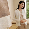 Jin Santa Cardigan Women's Spring and Autumn Silk Mulberry Silk Wool Round Neck Phi with Long Sleeve Cardigan Misty White L