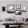 Yichao living room decorative painting modern simple light luxury high-end sofa background wall hanging painting 2026 new black and white gray mural Butterfly is Coming small set wall occupying (recommended about 2.5 meters for sofa) crystal porcelain painting/easy to take care of