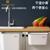 Kitchen trash can cabinet door hanging no punching small large size household creative kitchen waste storage bucket special without lid pear white-small wall-mounted trash can