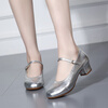 Tesili dance shoes for women adult square dance shoes four seasons mid-heel modern ballroom dance shoes soft sole breathable silver
