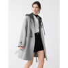 ELLE cashmere sheep wool fake two-piece double-sided woolen coat for women 2025 winter new New Year hooded woolen coat medium gray S