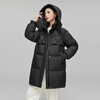 Snow Flying 90 Velvet Mid-Length Down Jacket Women 2025 Winter Korean Style Fashion Loose Casual Warm Hooded Jacket Black L