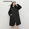 Red sleeve MIU college style woolen coat 2025 winter new women's hooded temperament mid-length double-sided woolen coat dark gray 080 XS