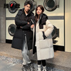 Yalu Couple Long Down Jacket Extreme Cold Hooded Versatile Men and Women Same Style Over-the-Knee Cold Jacket Black 180
