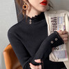 Lace half turtleneck bottoming shirt for women with knitted sweater tops slimming fungus pullover sweater MF92 apricot L Weight recommendation 110-128 pounds