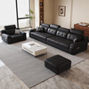 Banshe Italian-style Lawrence leather sofa living room light luxury 2025 new modern simple cat scratch leather art straight sofa 3.4 meters four-seater cat scratch leather wear-resistant and scratch-resistant S-grade leather + 55D natural latex cushion + solid wood frame