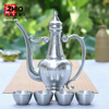 ZHIO Japan imported quality pure tin jug and wine set household tinware tin products antique Chinese liquor set Yinxin six-cup set
