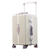 Yixuan wide trolley suitcase for women, good-looking, aluminum frame, large capacity, 24-inch deep storage password box, men's thickened contrasting suitcase, white & purple, leather handle + balanced wide trolley + PU skate wheels, 20-inch boarding suitcase, four wheels - single short distance/business trip - closed lining