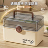 OSKV medicine box medicine storage box extra large dormitory home medicine box portable large capacity multi-layer with handle child-proof with lock cream coffee-large size-with compartment