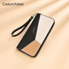CADUNI KAISER cowhide women's wallet long simple and versatile large-capacity coin purse multi-card slot ticket holder multi-function wallet wallet black