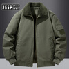 JEEP SPIRIT Jeep Air Force Pilot Jacket Men's Winter Plush Thickened Cotton Loose Men's Middle-aged Cotton Jacket Fur Collar Military Green (Dark) M (100-125 Jin)