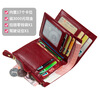 Glozde 2025 new retro genuine cowhide women's wallet multi-functional RFID anti-theft brush large-capacity change zipper wallet burgundy