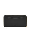 Fossil Women's Zipper Long Wallet Black Leather Simple Large Capacity Black One Size