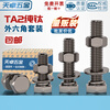 Tianzhuo Hardware National Standard TA2 Pure Titanium External Hexagon Screw Bolt Nut Flat Washer Spring Washer Set M3M4M5M6M8M10M12M16 M6*60 3 sets