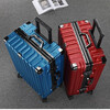 Aluminum frame suitcase student large-capacity trolley suitcase for men and women with universal wheels, strong and durable password travel suitcase, black 26 inches