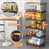 Kitchen shelf multi-layer floor-standing fruit and vegetable household mobile trolley bathroom living room toy storage shelf five layers - white 50cm