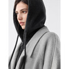 ELLE cashmere sheep wool fake two-piece double-sided woolen coat for women 2025 winter new New Year hooded woolen coat medium gray S