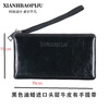 XIANHBAOPIJU02 imported first layer cowhide oil wax leather mobile phone bag clutch bag portable wallet large capacity handbag fashion cosmetic bag black oil wax imported first layer cowhide with hand strap