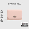 CHARLIE&KELLI CK brand wallet women's 2026 new short wallet multi-card slot coin purse card holder pink practical birthday gift for girlfriend and wife
