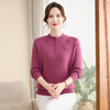 Hodo middle-aged mother's winter clothing plus velvet thickened sweater middle-aged and elderly knitwear autumn and winter half turtleneck bottoming shirt warm top