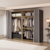 Dr. Fan walks into the cloakroom and makes his own combination coat rack, floor-standing bedroom clothes rack, metal frame open wardrobe with curtain, four-drawer combination 223*60*240 with side panels