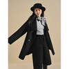 Inman pure sheep wool scarf collar double-sided woolen coat 2025 winter women's new woolen coat midnight black M