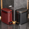 Zhaihuanhuan household trash can 2025 new high-looking living room, bedroom, toilet and bathroom sandwiched foot storage bucket with cover, burgundy, foot + hand press, soft sound and slow descent