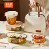 Cilock heat-resistant glass lunch box for office workers with rice, microwave heated lunch box, student lunch box, oval crisper