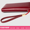 Grozde retro waxed cowhide women's wallet long new large-capacity wallet card bag integrated clutch mobile phone clutch burgundy