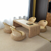 Shantou Lincun rattan tatami tea table bay window small coffee table kang table and room table Japanese three-piece table sitting floor low table home small table 80*50*38 fully equipped