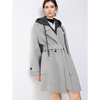 ELLE cashmere sheep wool fake two-piece double-sided woolen coat for women 2025 winter new New Year hooded woolen coat medium gray S